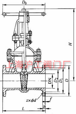 Z40H��Z40Y��Z40W �� PN16��PN25 ���Шʽ�l�y���μ��Y���ߴ�ʾ��D