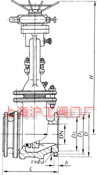 PZ941H �� PN16~PN63 늄���������l�y��Ҫ���μ��Y(ji��)��(g��u)�ߴ�ʾ��D