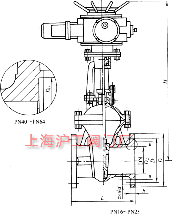 Z941H��Z941Y��Z941W �� PN16~PN63 늄�Шʽ�l�y��Ҫ���μ��Y���ߴ�ʾ��D