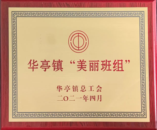 上海滬工閥門廠市場部-華亭鎮2020年度“美麗班組”榮譽稱號獎牌